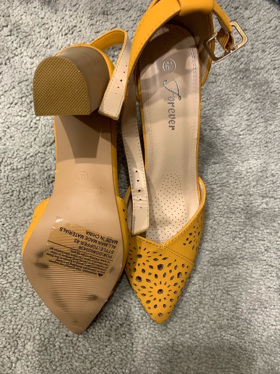 None Shoes - Forever Yellow Pointed Block Heel Sandals